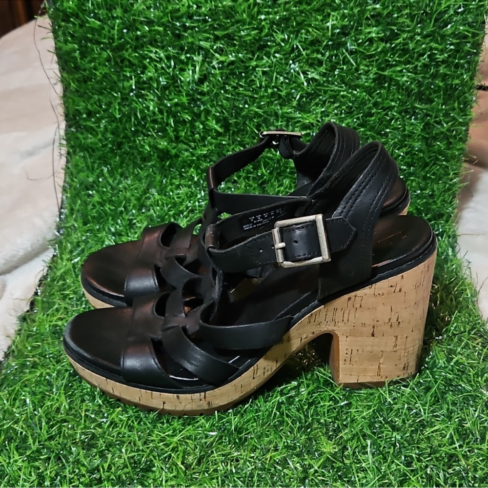 Timberland Black Cork Platform Sandals View 2